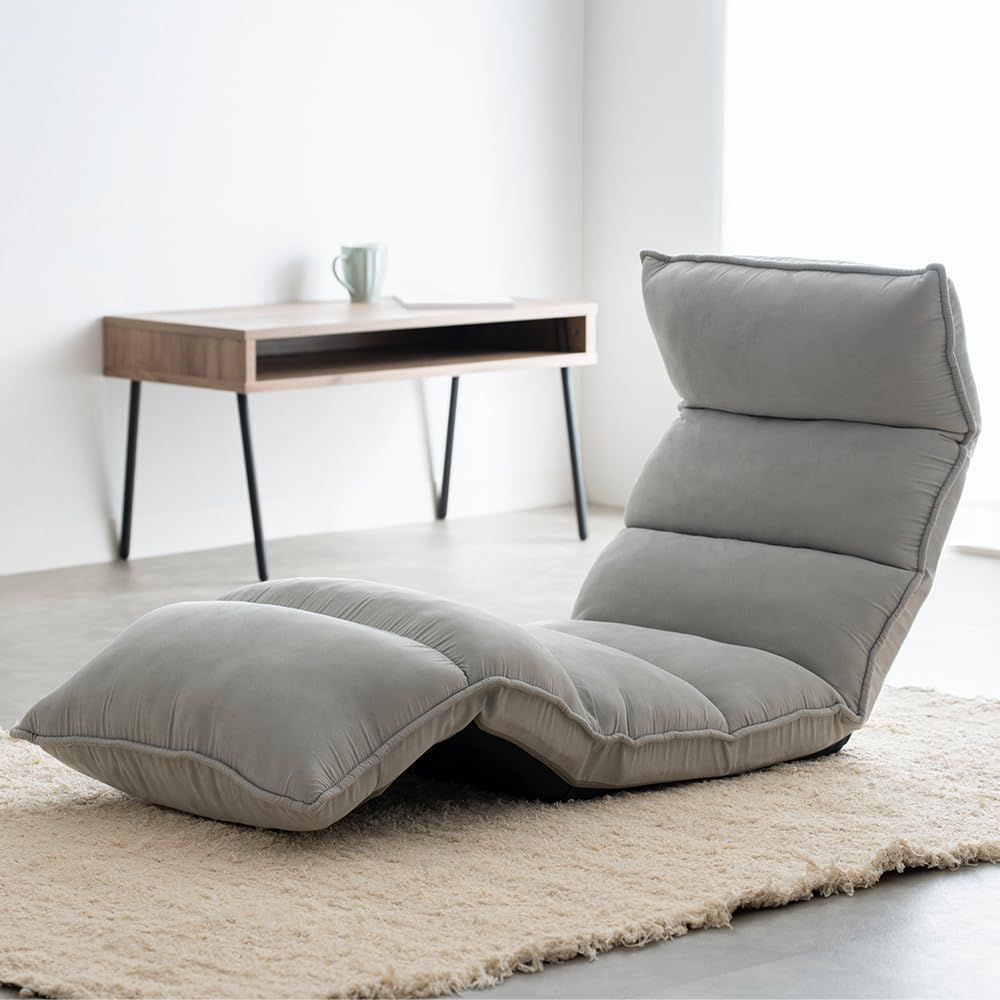 迅速発送 アイリスプラザ 座椅子 フロアチェア リクライニング 幅約51×奥行約110~166×高さ約16~69 NFC-02 グレー