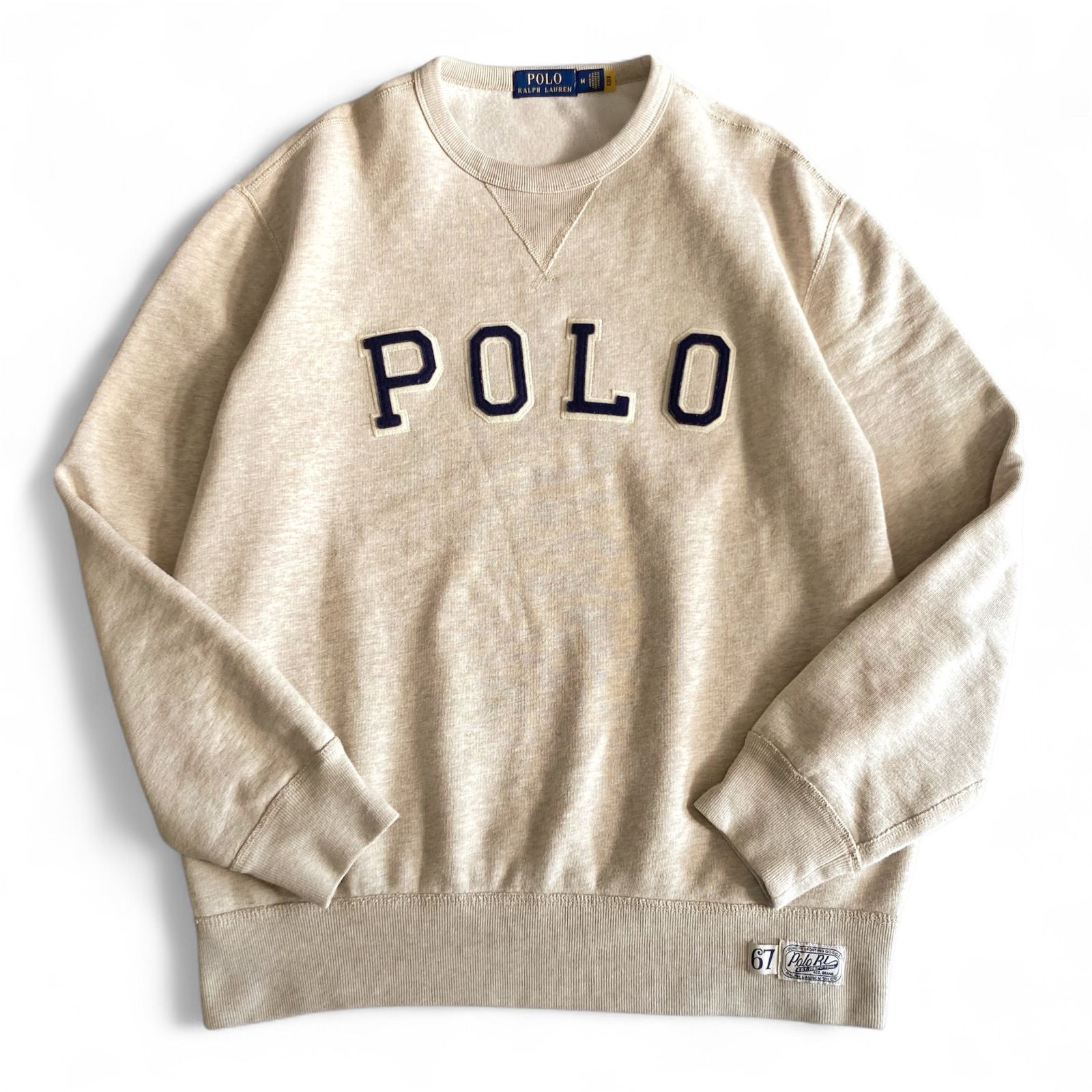 好配色✨ポロラルフローレン スウェット ビッグロゴ 裏起毛 オートミール M 好配色✨ポロラルフローレン スウェット ビッグロゴ 裏起毛