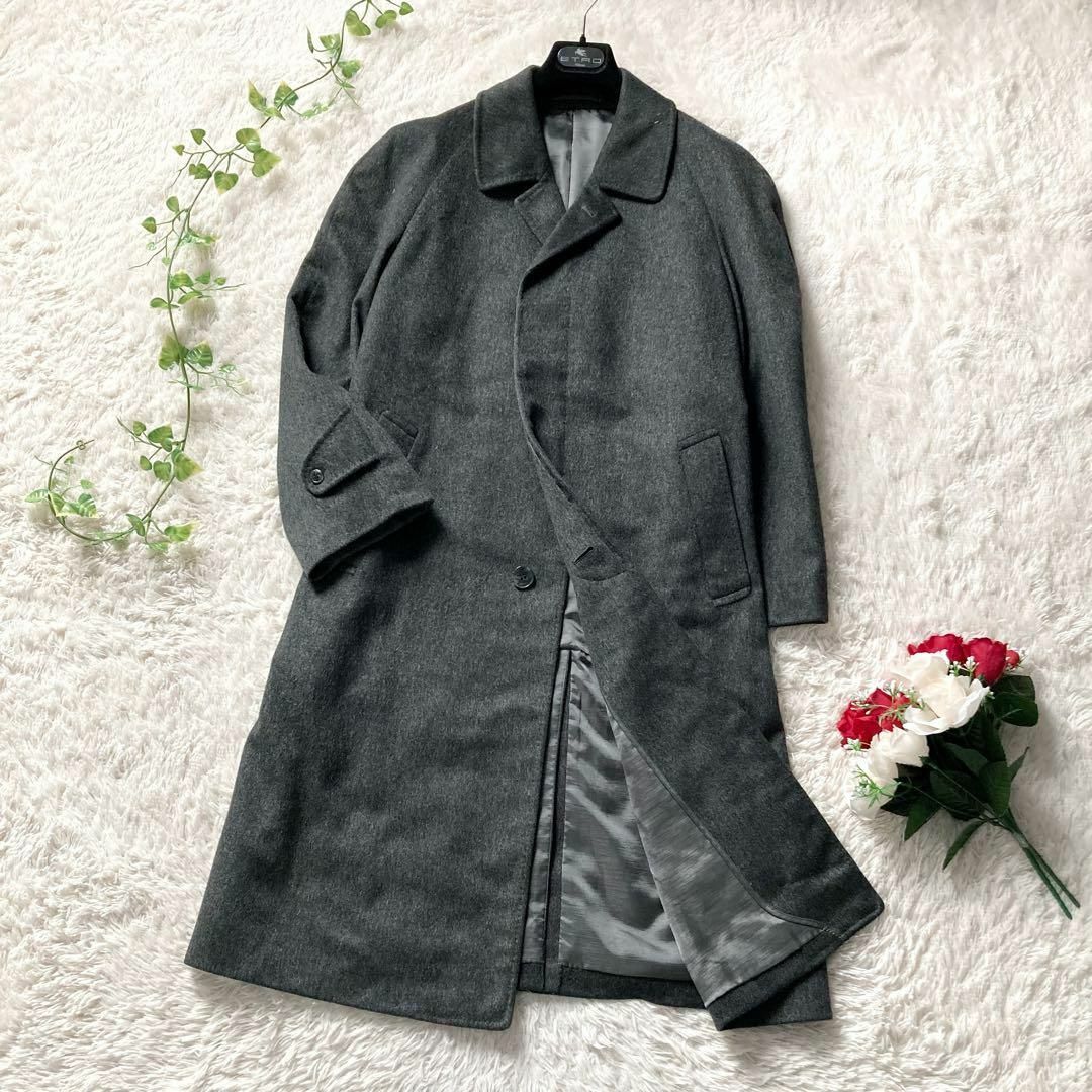 繊維の宝石 カシミヤ100％ ランセル LANCEL 比翼仕立て ステンカラー