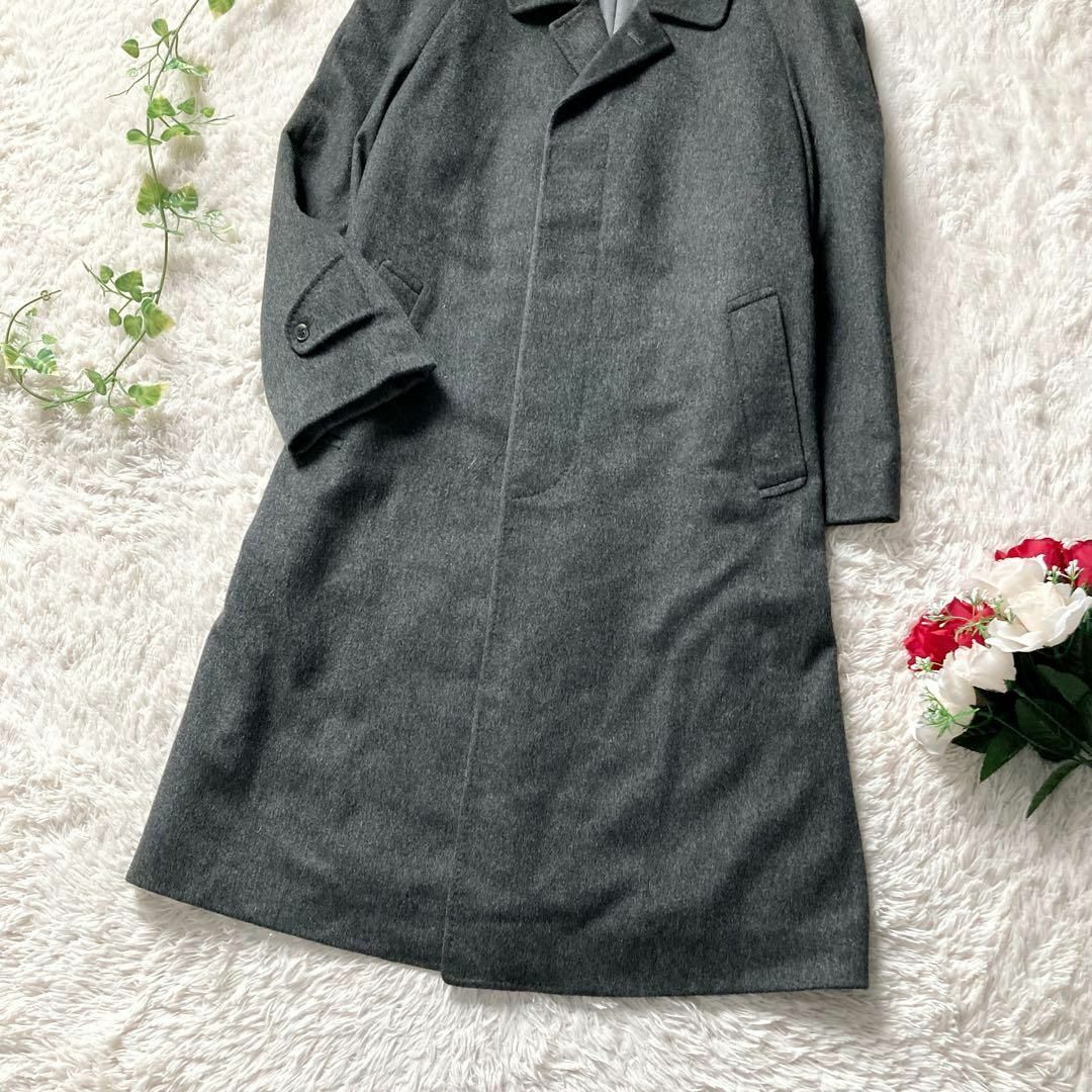 繊維の宝石 カシミヤ100％ ランセル LANCEL 比翼仕立て ステンカラー