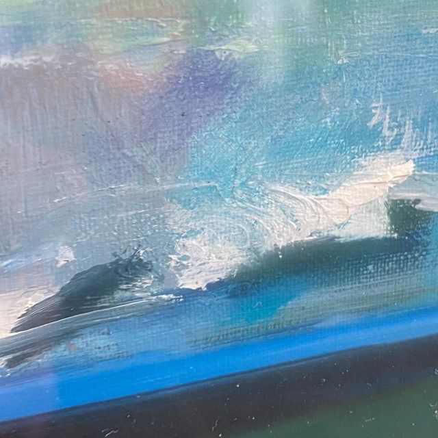 配送不可、現地引取のみ、リユース品】油彩画 小池タケシ 「蜃気楼（北