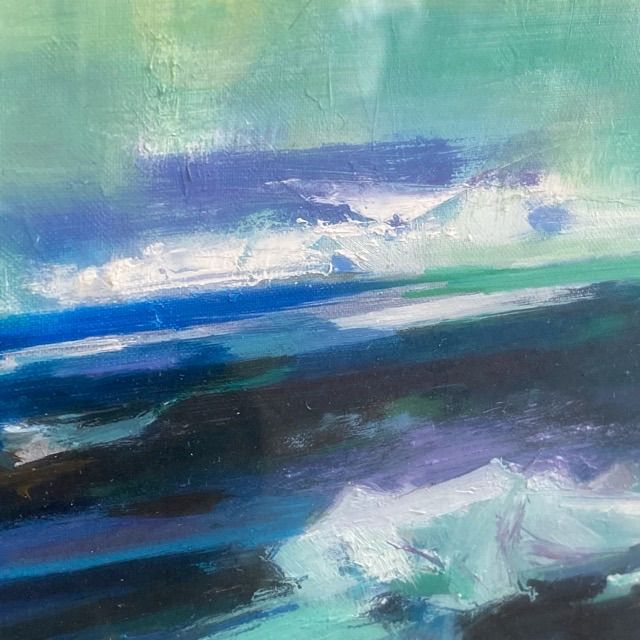 配送不可、現地引取のみ、リユース品】油彩画 小池タケシ 「蜃気楼（北