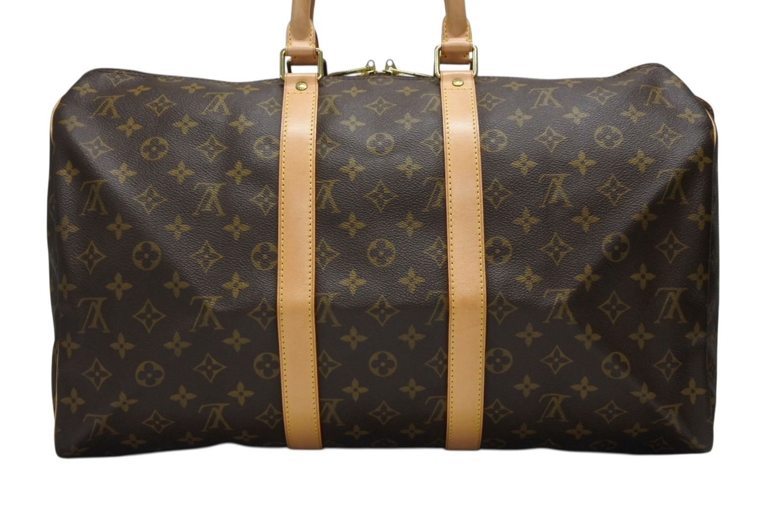LOUIS VUITTON ルイヴィトン モノグラム キーポル45 ボストンバッグ M41428 PVC ヌメ革 ブラウン ゴールド金具 4b008379