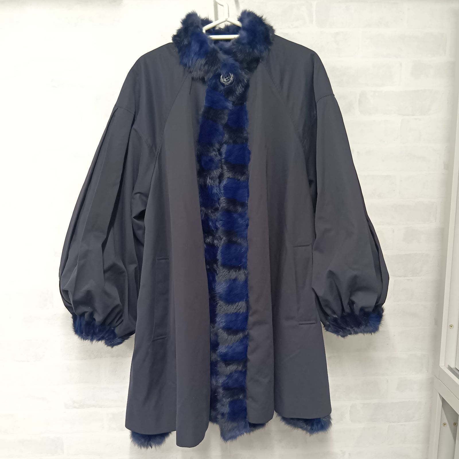 MOONBAT ムーンバット レディース コート リバーシブル 古着 ブラック ブルー ネイビー H1-43 ネ