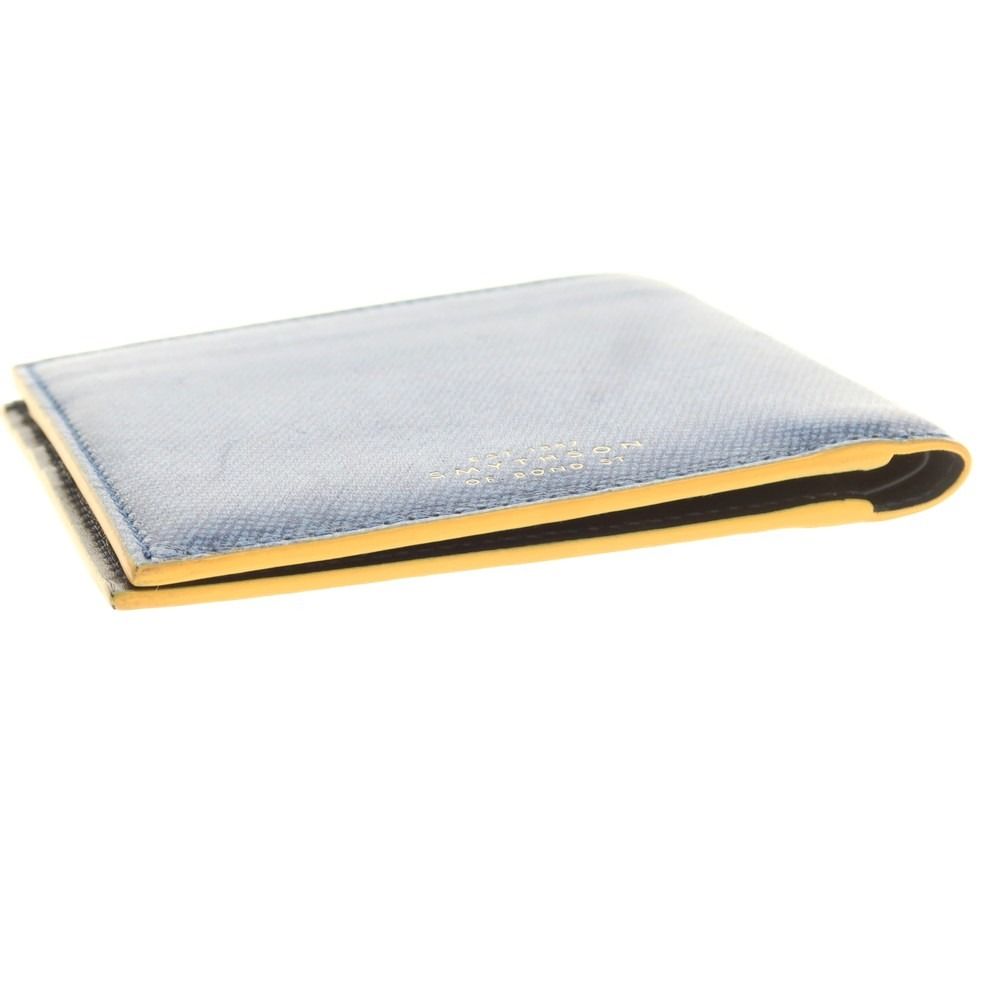 中古】スマイソン SMYTHSON プリントレザー 二つ折り財布 ブルーx