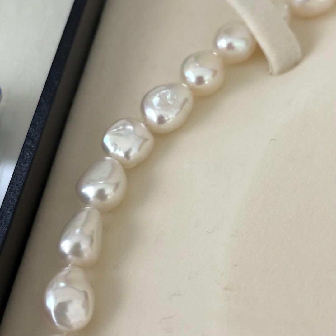 465【タサキ】シルバー バロックパール ネックレス 鑑別書付き - メルカリ