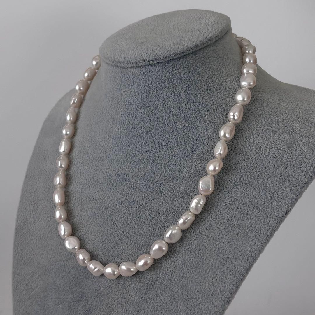 465【タサキ】シルバー バロックパール ネックレス 鑑別書付き - メルカリ