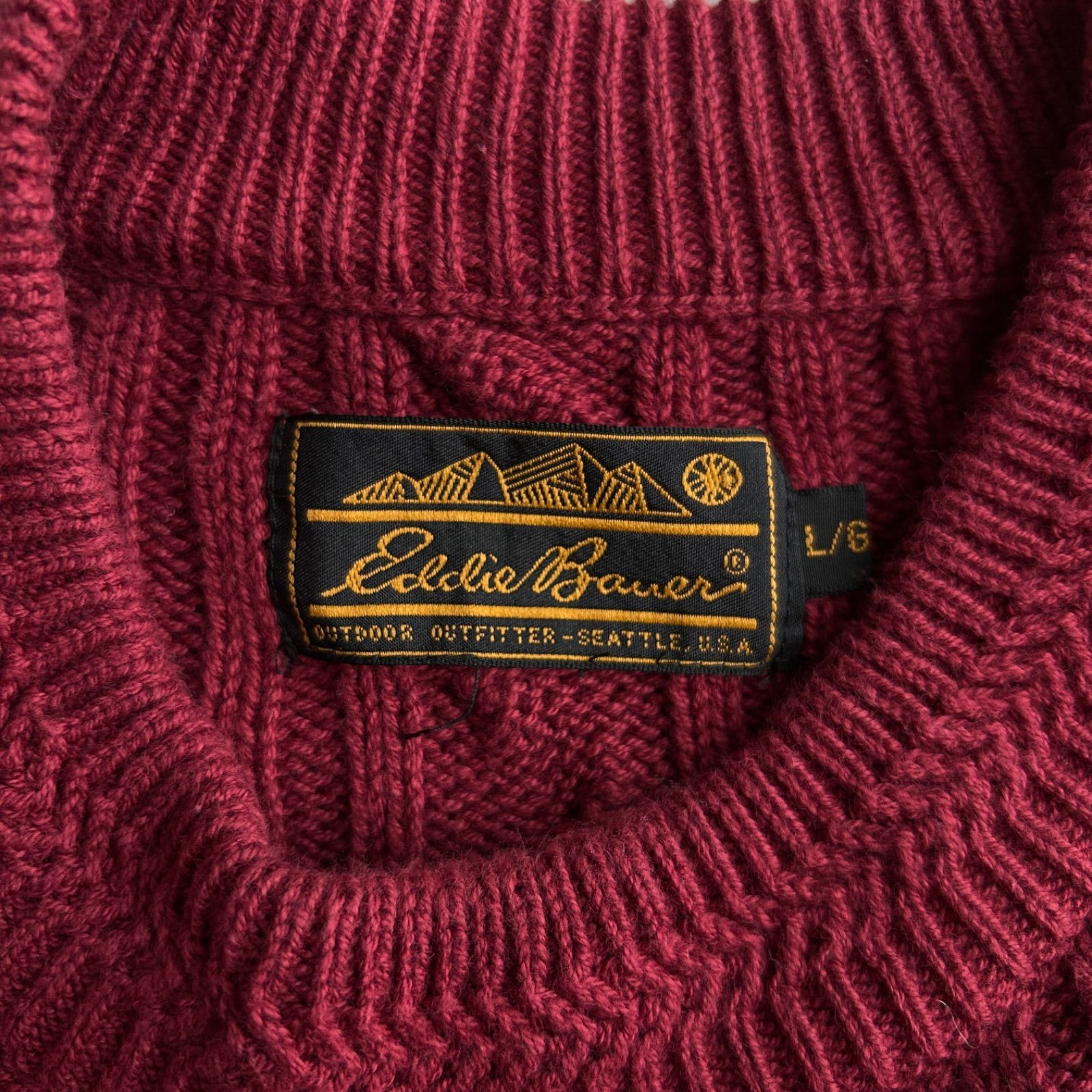 80s〜90s/Eddie Bauer/エディーバウアー/コットンニット/ケーブル編み