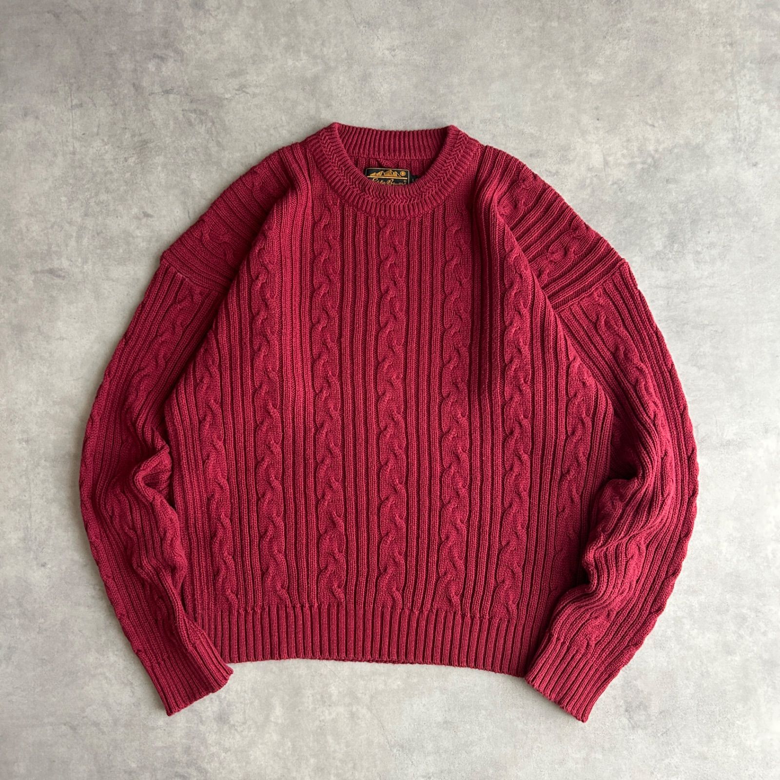 80s〜90s/Eddie Bauer/エディーバウアー/コットンニット/ケーブル編み