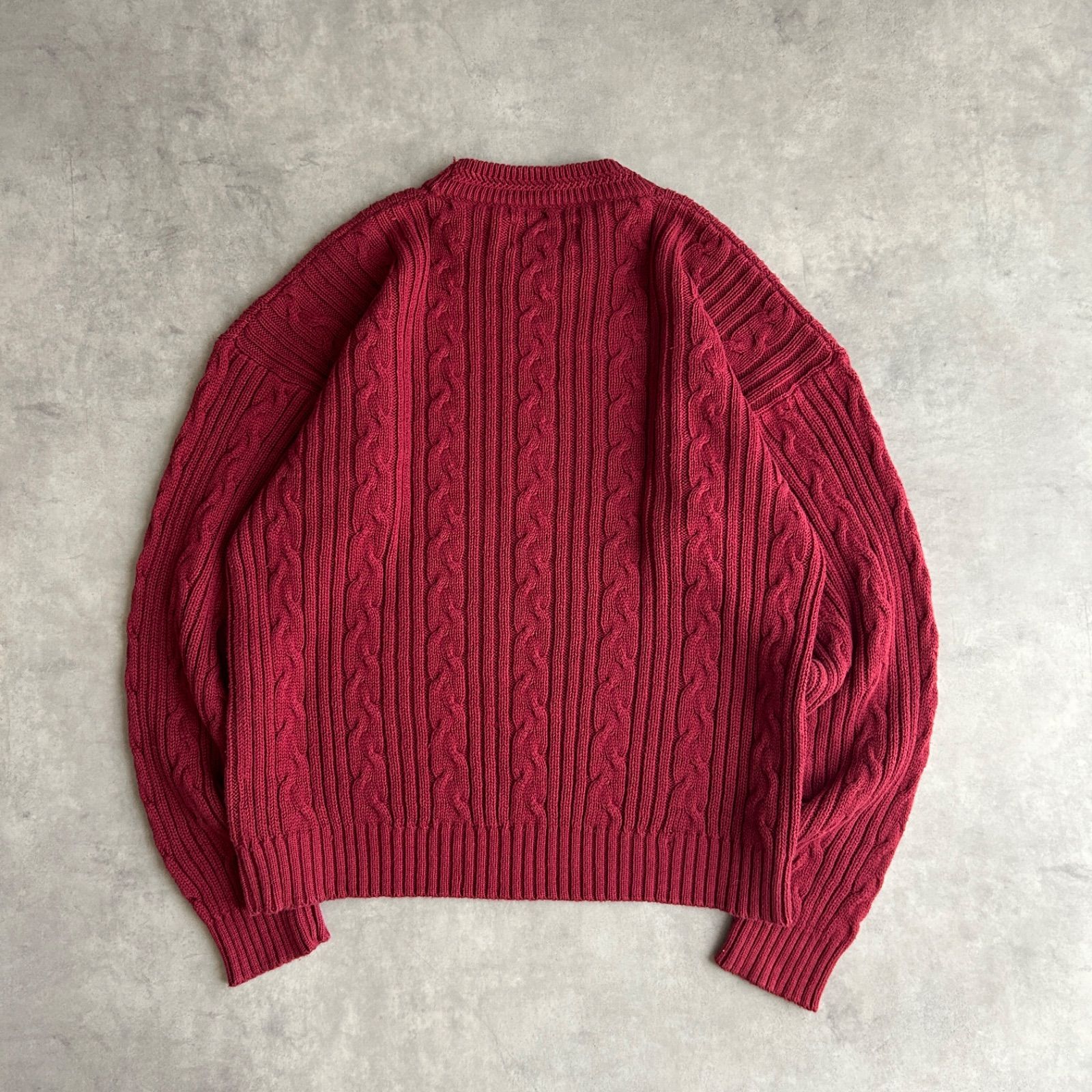 80s〜90s/Eddie Bauer/エディーバウアー/コットンニット/ケーブル編み 