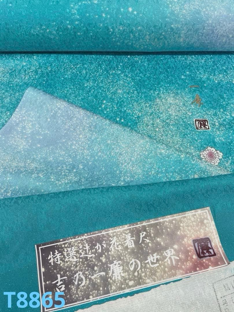 特選 吉野一廉×モネ 睡蓮 銀通し 小紋 反物 正絹 着尺 落款入 作家物