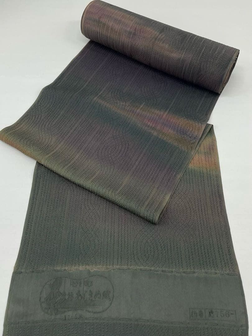 コート地 ふくれ織 紋意匠 琥珀色 正絹 反物 コート地 ふくれ織 紋意匠 琥珀色 正絹 反物