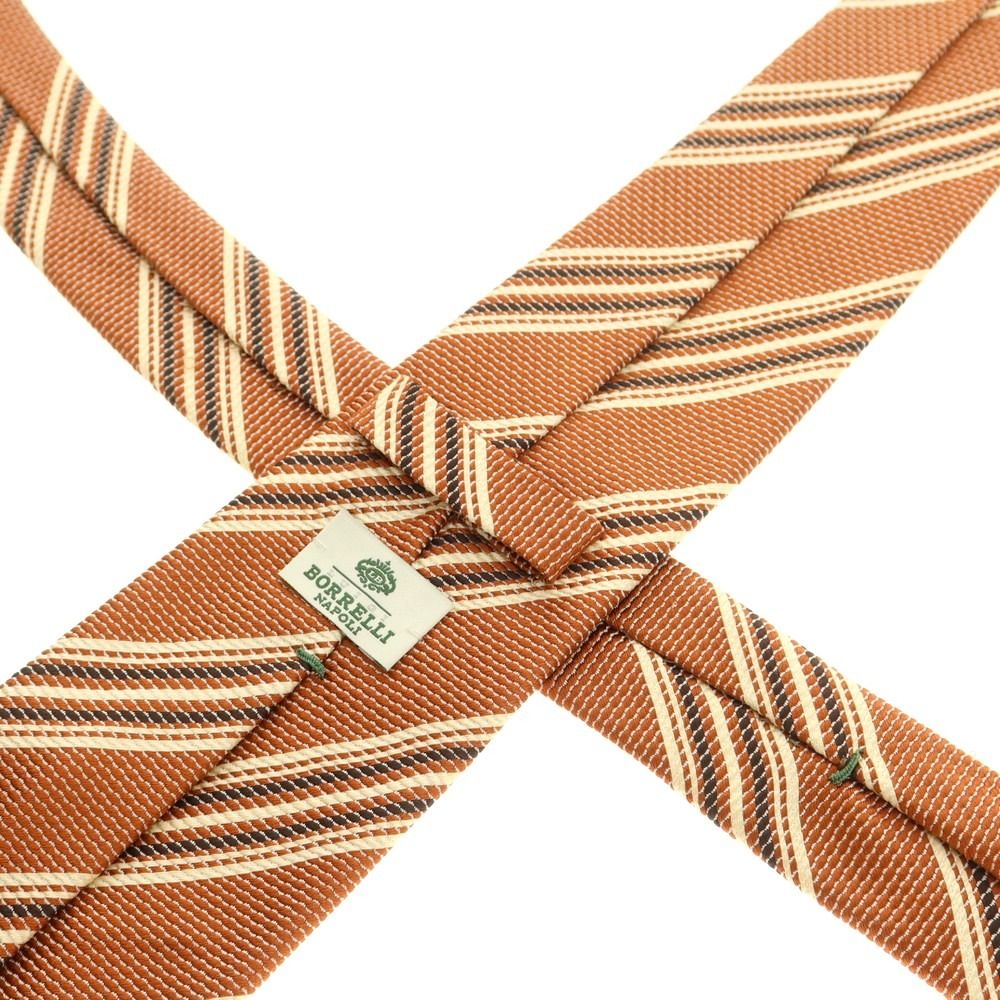 中古】ルイジ ボレッリ Luigi Borrelli シルク ストライプ柄ネクタイ