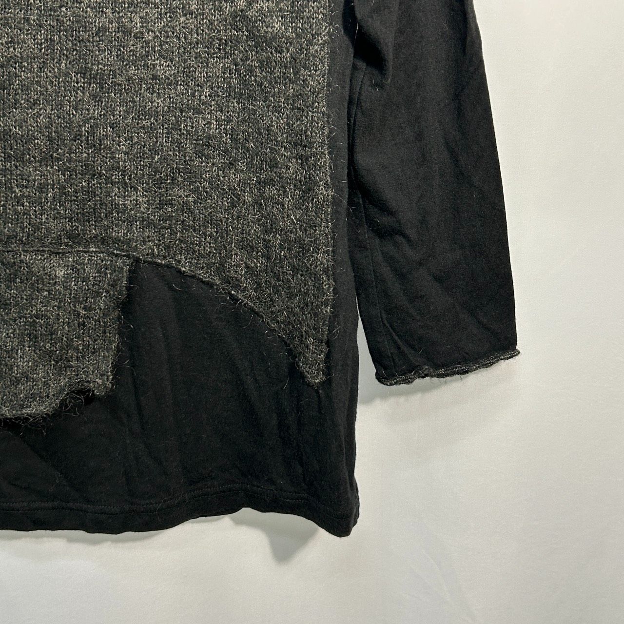 芽風【38】ブラック系 カットソー 長袖 トップス レディース 切り替え