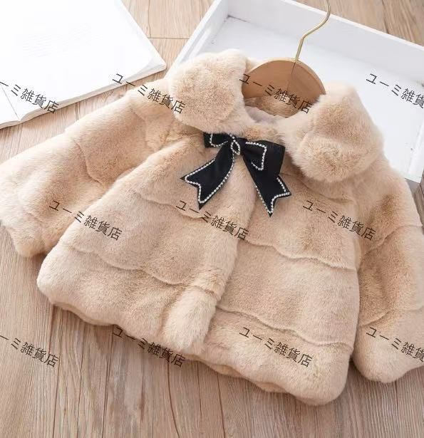 秋冬季 女の子用 フェイクラビットファー ベビードール コート 綿入り 保温 可愛らしい