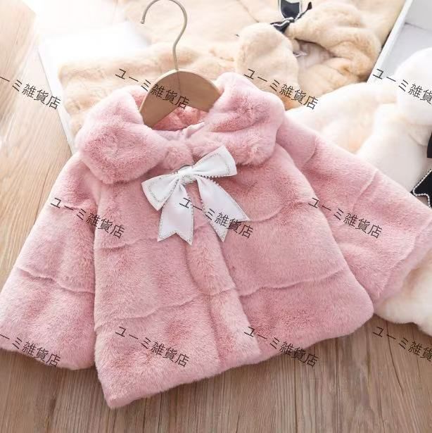 秋冬季 女の子用 フェイクラビットファー ベビードール コート 綿入り 保温 可愛らしい