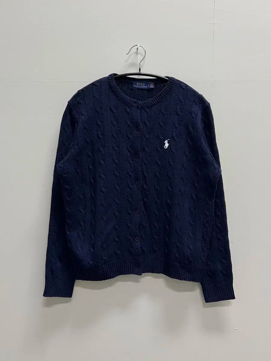 ポロラルフローレン ウィメンズ ケーブル編み クロップド ニット カーディガン ネイビー