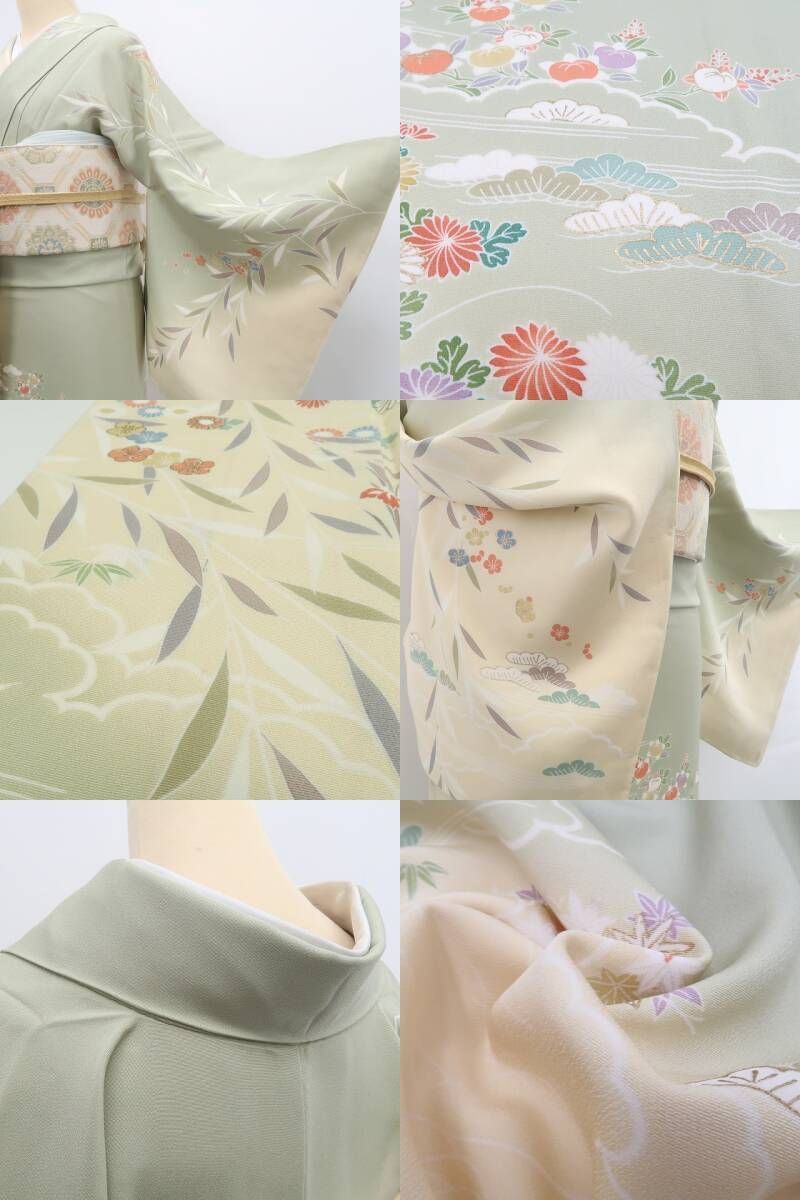 新品 単衣 さが美謹製 着物 正絹 仕付け糸付”上質と落ち着き”小紋 6134 新品 さが美謹製 螺鈿作家 藤本隆士 落款 優彩錦“華を湛え光に同調する