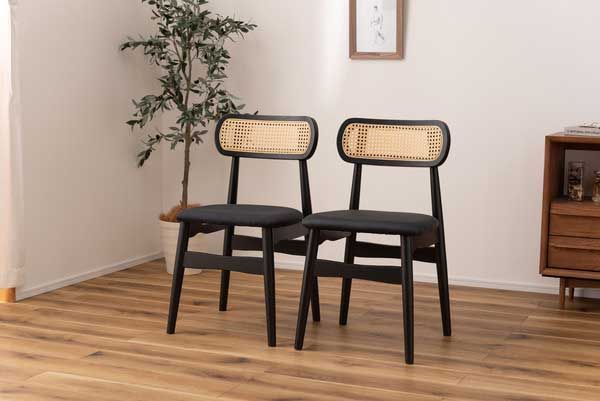 スウェード調座面 人工ラタン背もたれ