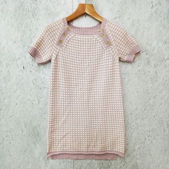 max-co マックスアンドコー ニット 半袖 ミニワンピース チェック柄 ピンク ホワイト Sサイズ 〇□