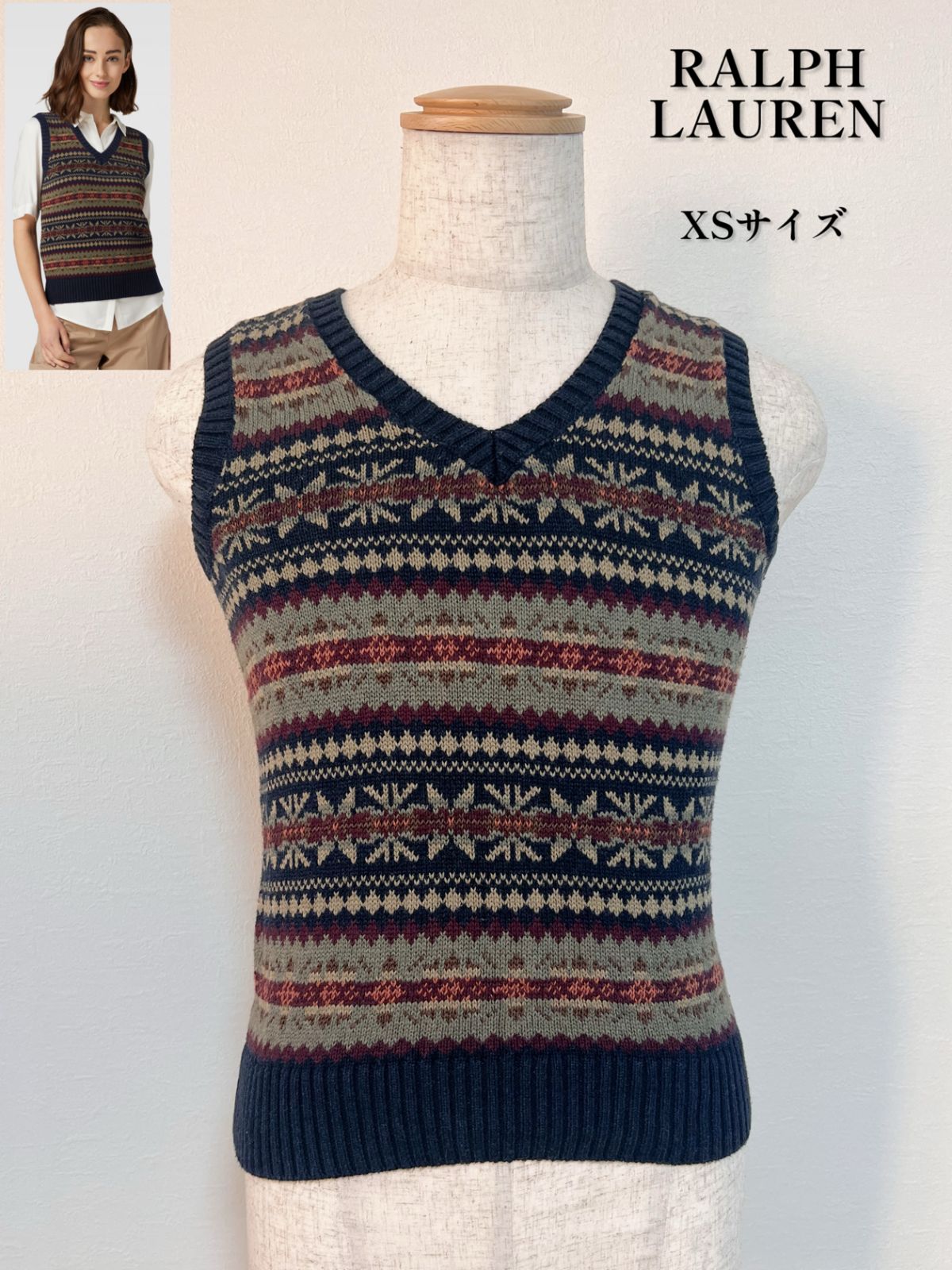 ralph lauren ラルフローレン ニット ベスト 総柄