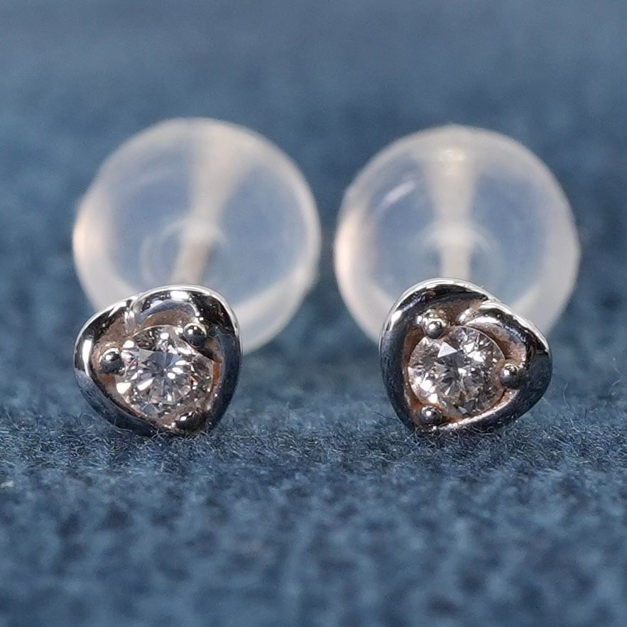 工場 ヴァンドーム青山 K10WG ハート ダイヤモンド ピアス/25-1732S