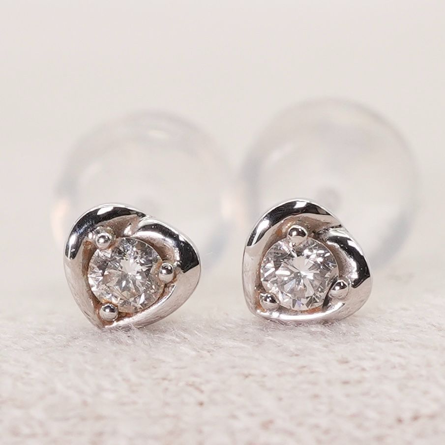 きつねさん専用 工場 ヴァンドーム青山 K10WG ハート ダイヤモンド ピアス/25-1732S