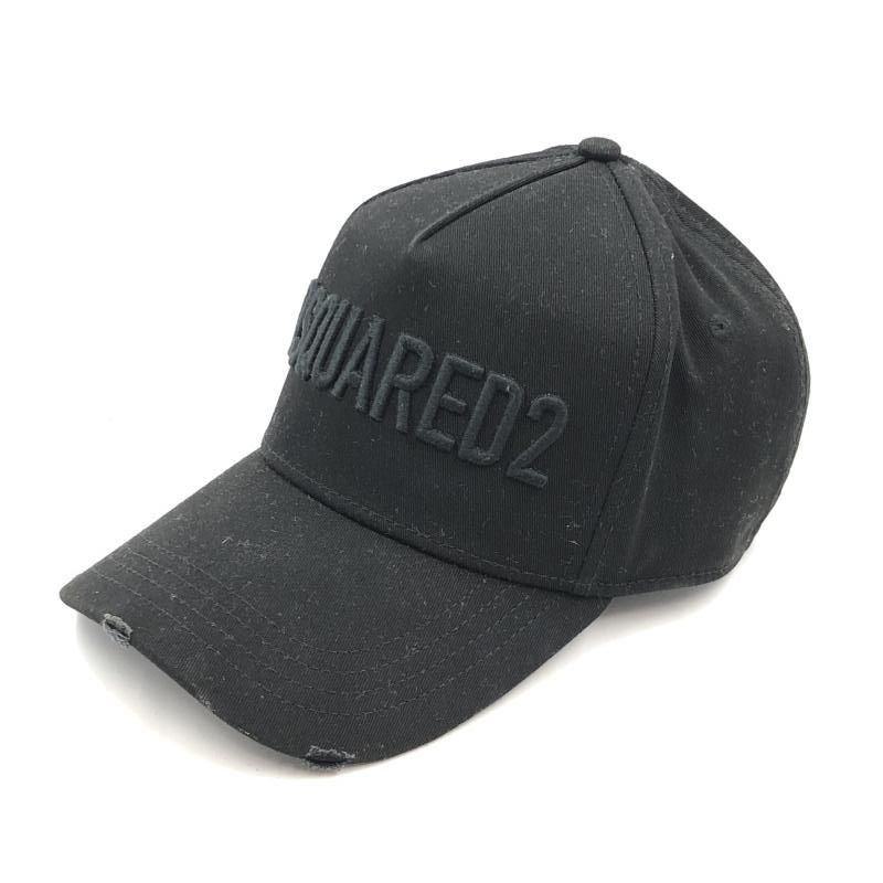 ディースクエアード DSQUARED2 ベースボールキャップ ダメージ加工 ブラック ディースクエアード 24 240024533289