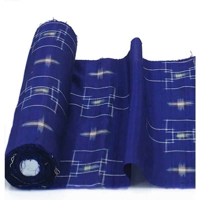 正絹 着尺 反物 着物反物 手織り絣織物 日本製 布切れ 和裁 練習 お稽古 リサイクル リユース きもの 織物 布地 絹 絹反物生地 藍 訳あり