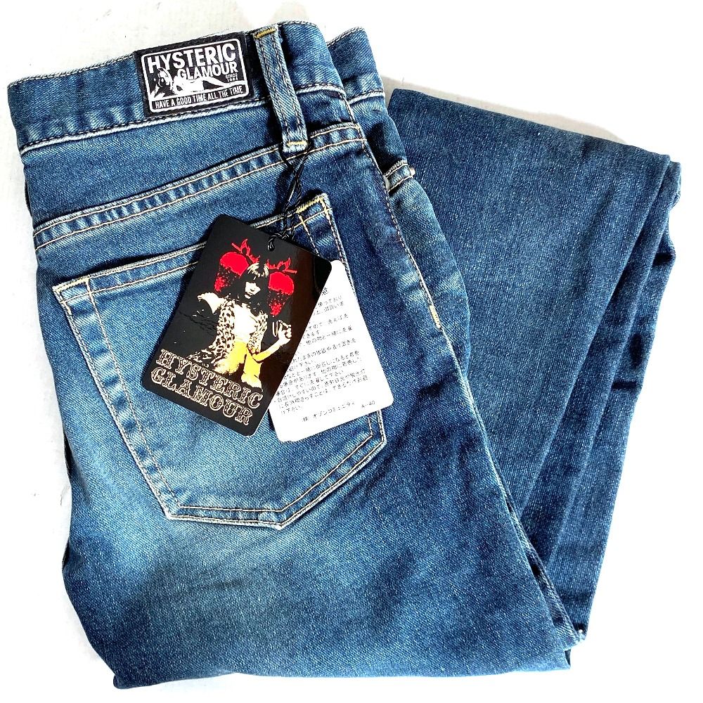 03wm21720 HYSTERIC GLAMOUR ヒステリックグラマー スキニーデニムパンツ ダメージ 裾ジップ スタッズ INDIGO レディース