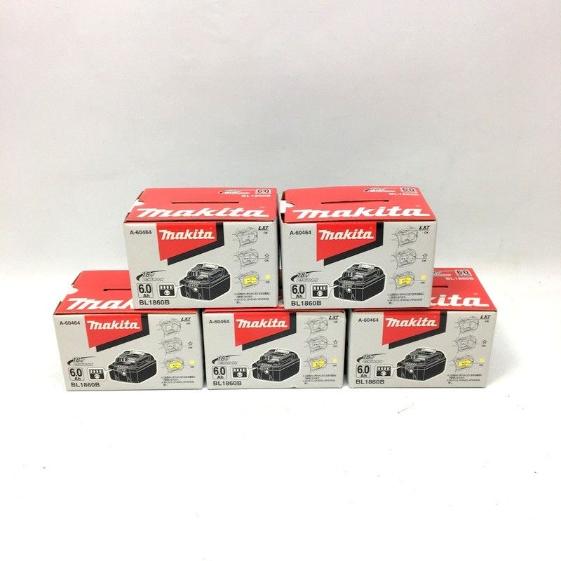 ♥ makita マキタ リチウムイオンバッテリー BL1860B A-60464 18V 6.0Ah 純正 雪マーク付 残容量表示5個セット △ DW3597