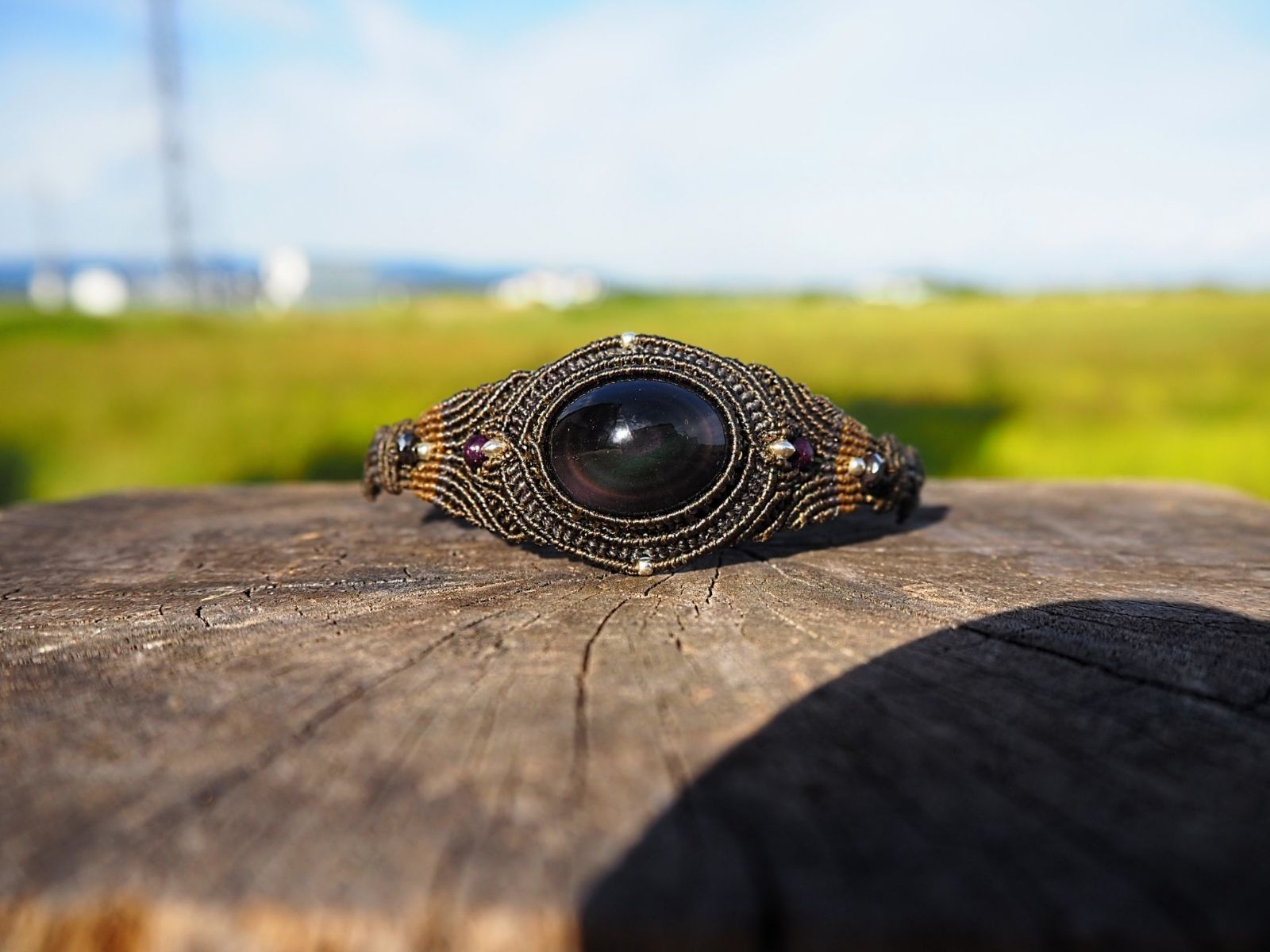 LOEWE ロエベ アナグラム レザー ブレスレット ブラック ゴールド