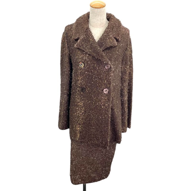 フェンディ FENDI シャギーニットジャケット-スカートセット ブラウン ポリエステル レディース セットアップ