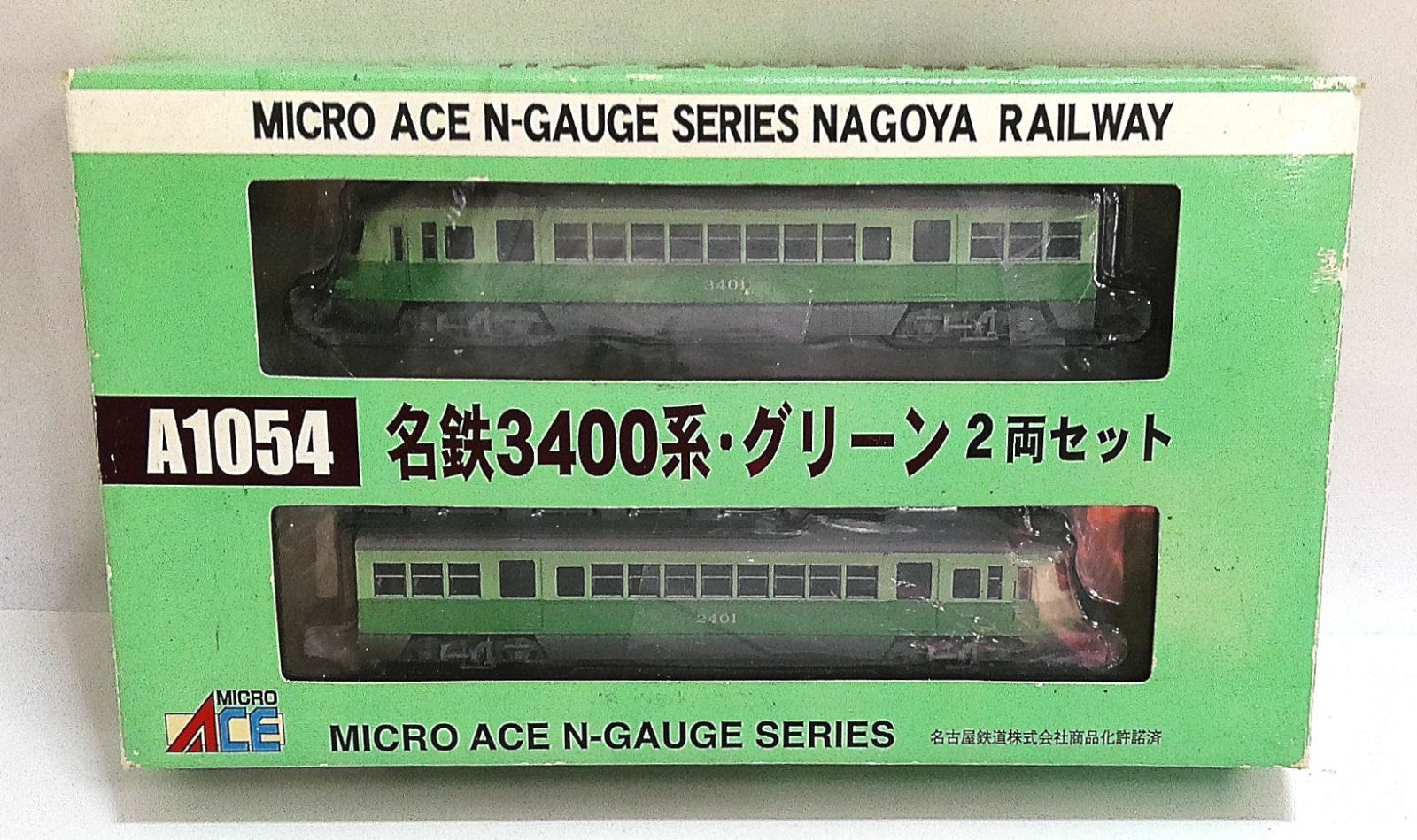 M 宅コン 0562 MICRO ACE マイクロエース A1054 1|150 名鉄3400系 グリーン 2両セット Nゲージ パッケージ傷み大 ♥品