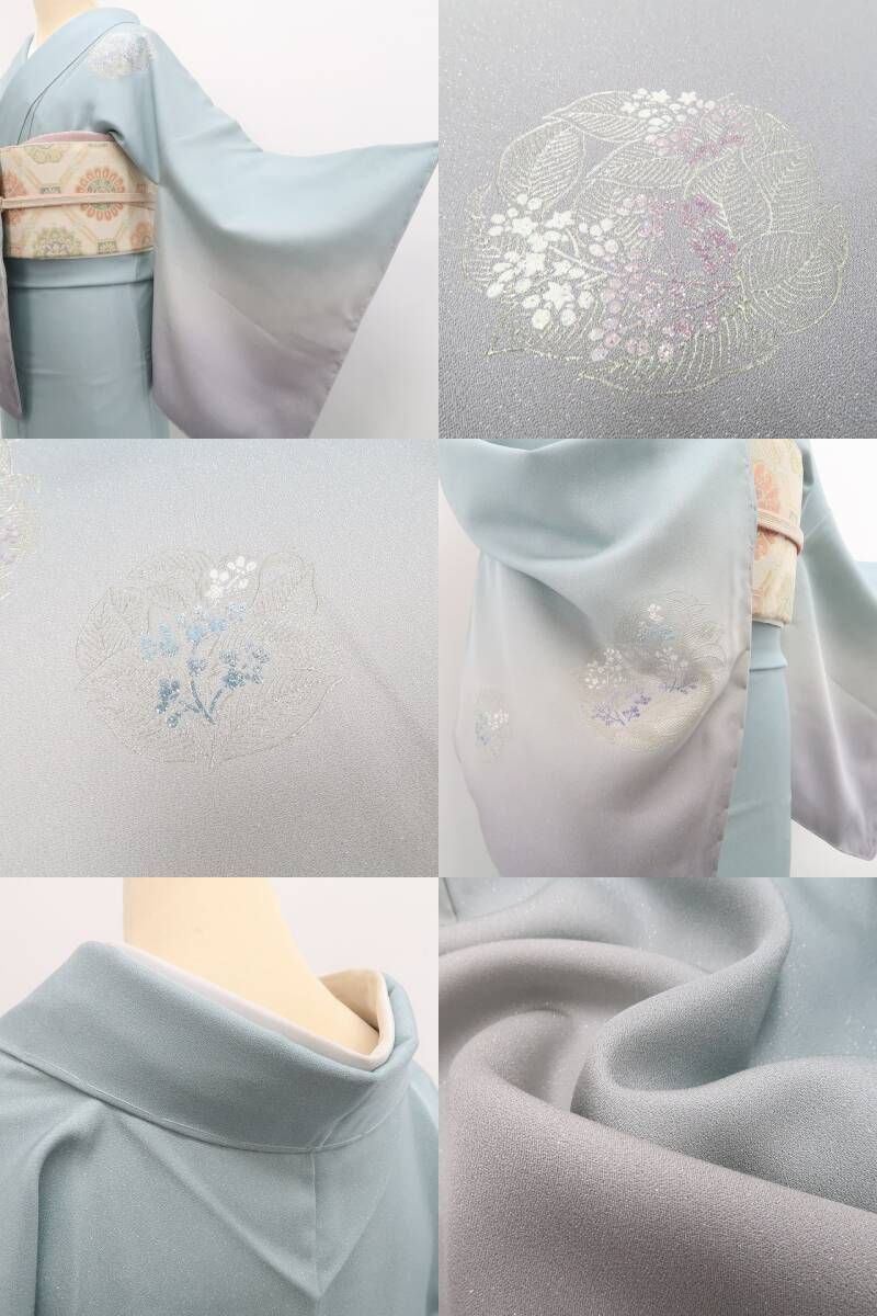 ❁tomihisa❁新品 金彩友禅 和田光正 落款 銀通し 着物 正絹 仕付け糸