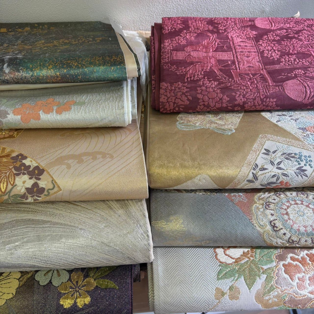 218 帯 豪華 金糸 錦織 古典柄 モダン アンティーク調 袋帯 セット 正絹