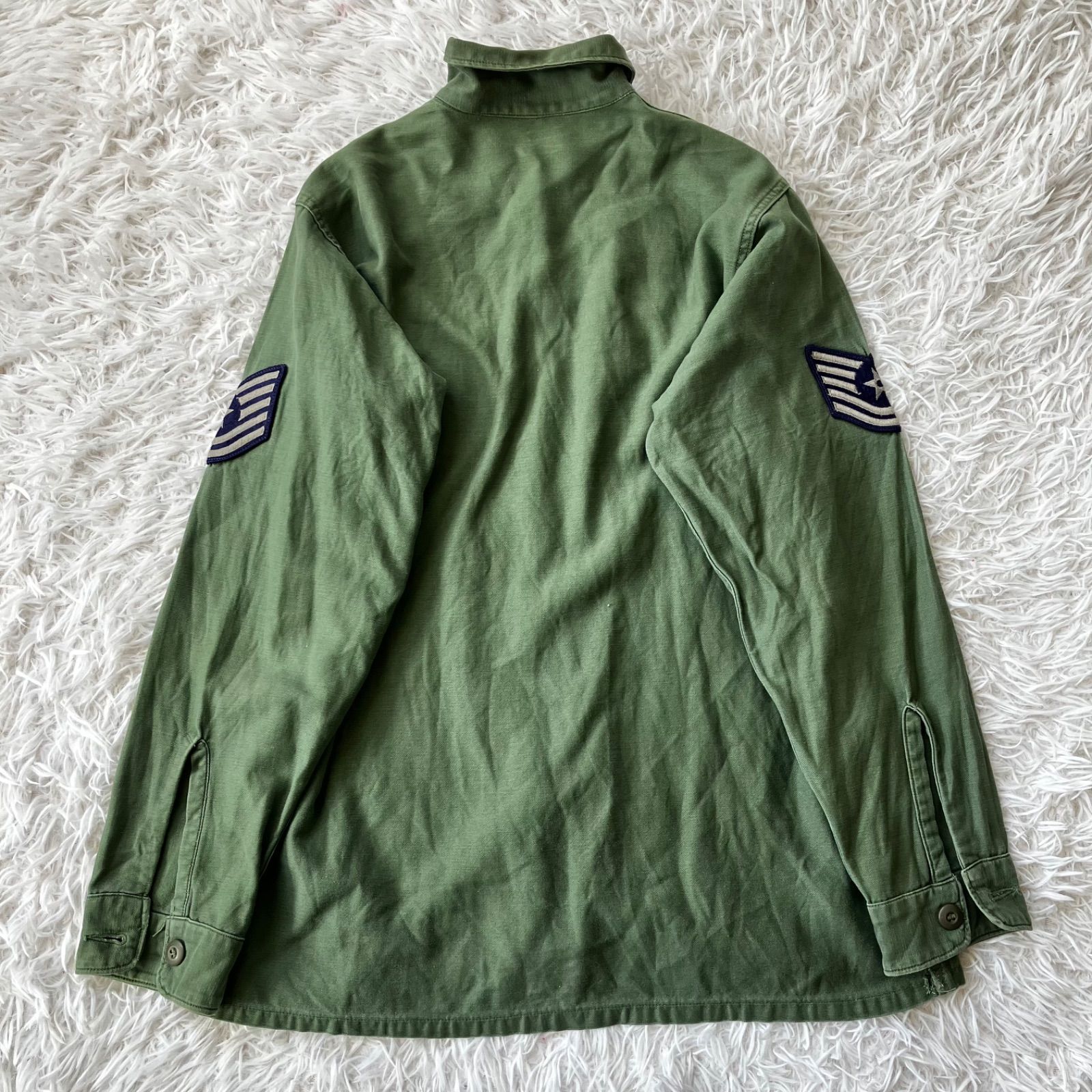 60s US AIR FORCE OG-107 アメリカ軍 usarmy コットン サテン ユーティリティ 古着 ARMY ミリタリー シャツ 3836