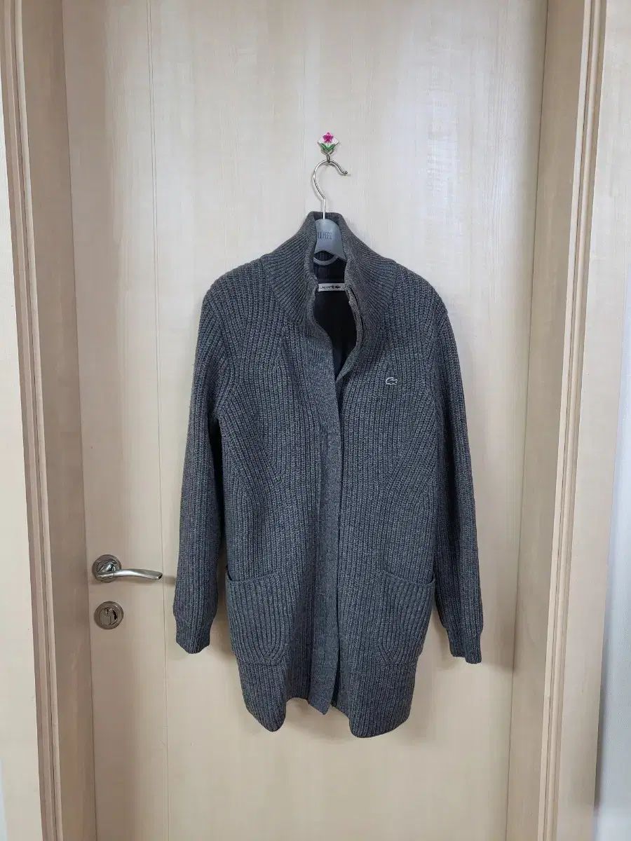 ラコステ ニット ロング カーディガン グレー 34