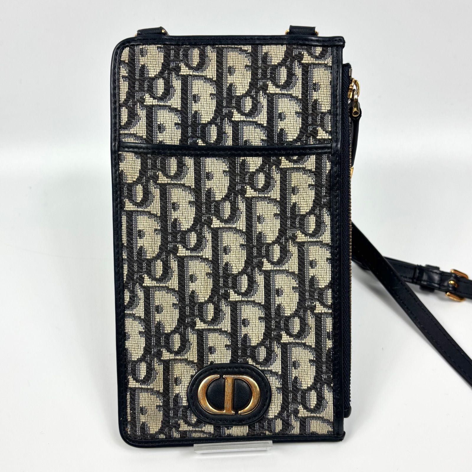 Christian Dior クリスチャンディオール OBLIQUE 30 montaigne オブリーク 30 モンテーニュウォレット スマホショルダー 財布 カードケース ショルダーバッグ ポシェット トロッター CD ロゴ ブルー ネイビー 青 紺色