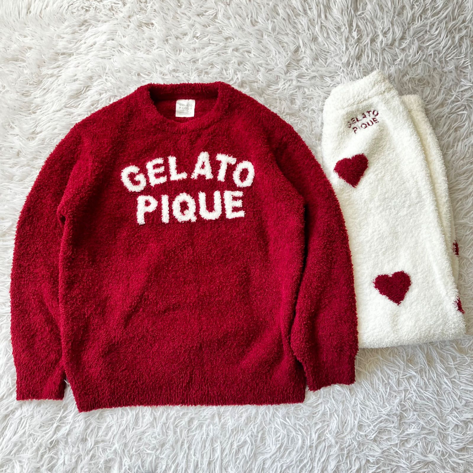 状態良 gelato pique ベビモコプルオーバー ジェラートピケ ルームウェア セットアップ 古着 3838