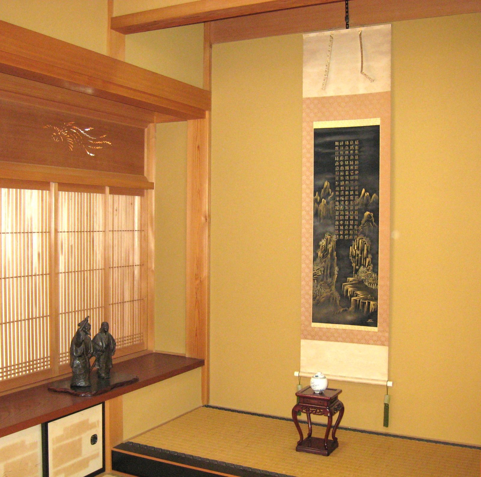 真筆】掛け軸 掛軸 百福蓬莱山◇長島博山 (黒絹本金泥) 共箱・二重箱