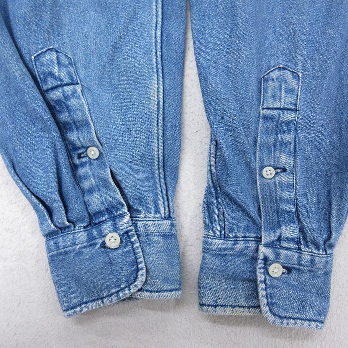 新ブランドも続々入荷中。 L 古着 ラルフローレン 長袖 ブランド シャツ メンズ 90s ワンポイントロゴ コットン ボタンダウン 紺 ネイビー デニム spe 25oct27