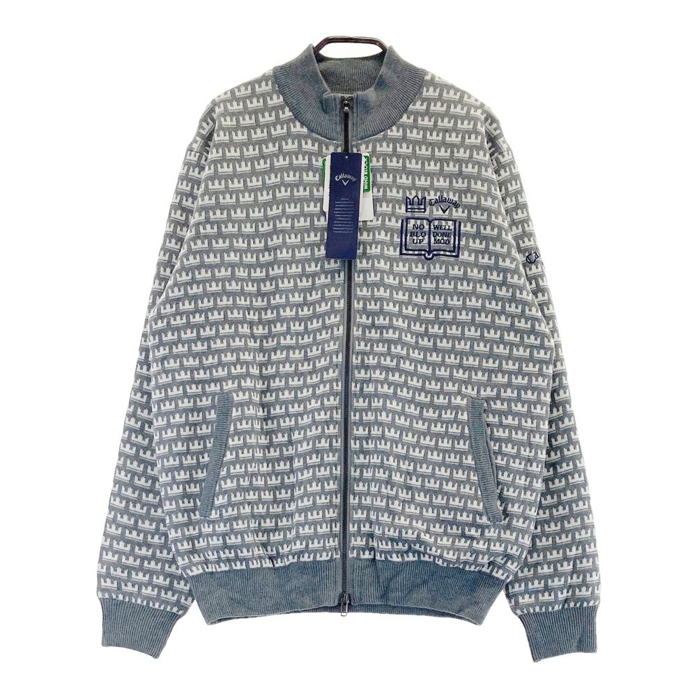 サイズ LL CALLAWAY キャロウェイ 蓄熱ニットジップジャケット 総柄 グレー系 240101536207 ゴルフウェア メンズ ストスト