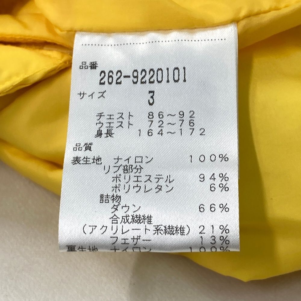 サイズ：3 JACK BUNNY ジャックバニー 2WAY ダウンジャケット イエロー