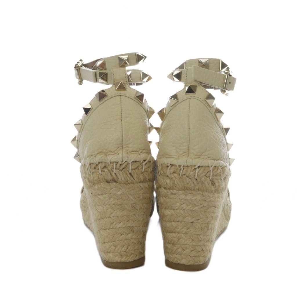  ヴァレンティノ ガラヴァーニ サンダル ウエッジソール ロックスタッズ レザー 35 アイボリー YO 7 サンダル サンダル ミュール