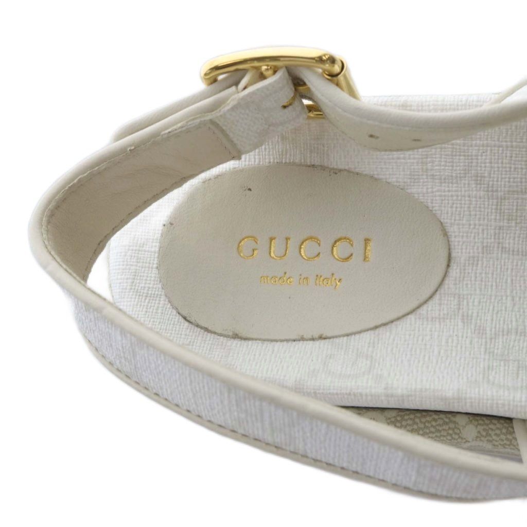  グッチ GUCCI GGスプリーム プラットフォームサンダル 厚底 34.5 ホワイト 701153 YO 6 サンダル サンダル ミュール