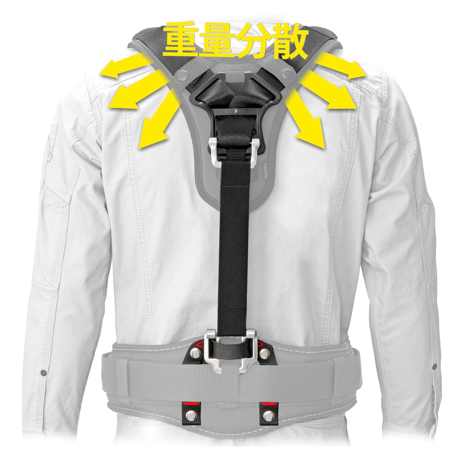 新機能胴当てベルトハンガー採用 伸縮性のある生地で腰周りの負担軽減