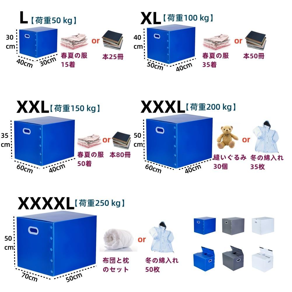 収納ボックス 折りたたみ式プラダン製 収納 プラスチックケース プラスチック段ボール 書類整理 箱 引越し 再利用 会社 オフィス グレー 3枚セット 50 40 40cm HRDEVELOPMENT_JP