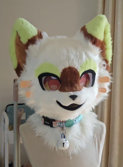 着ぐるみヘッド 犬 NO.393 白 緑 全頭ヘッド ケモノ ファースーツ ぬいぐるみ コスプレ コスチューム kigurumi