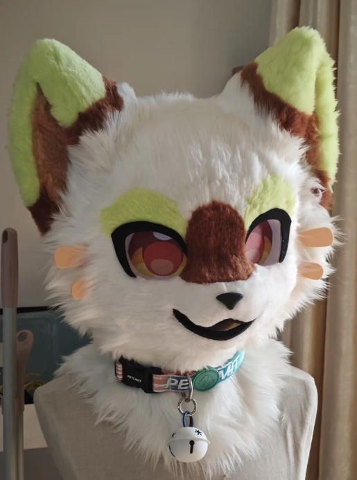 着ぐるみヘッド 犬 NO.393 白 緑 全頭ヘッド ケモノ ファースーツ ぬいぐるみ コスプレ コスチューム kigurumi